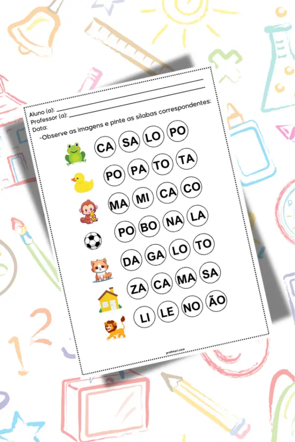 Identificação de sílabas e formação de palavras